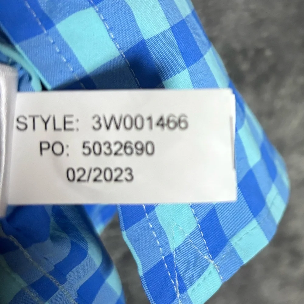 VINEYARD VINES Boys Medium (12/14) Blue Plaid Performance Long Sleeve‎ Button Up